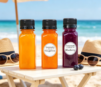 Bouteilles de boisson en plastique rondes de petite taille MAYSURE avec étiquette personnalisée, 2 oz (60 ml), pour jus, boissons énergétiques, shots de gingembre, avec bouchons