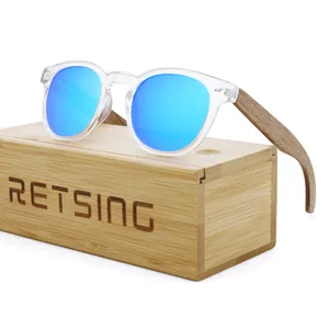 Hot Sale Man And Women Polarized Sunglasses Round Frame Retro Bamboo Wood Sun Glasses