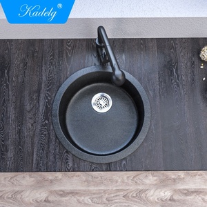Évier de cuisine rond à cuve unique en quartz granit, style sous-plan, avec un seul trou, sans robinet - Product Image 1