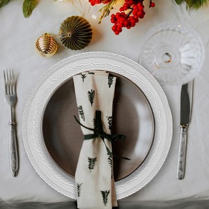 Assiettes de présentation blanches personnalisées, élégantes, à dentelle en relief, rondes, réutilisables, pour assiettes de dîner, en gros - Product Image 4