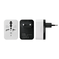 Adaptateur de voyage multiprise électrique CEE 7/16 européen avec 2 ports USB (DC 5V 1A) 10A 2 prises non-terré