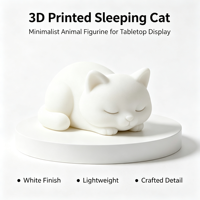 Poupée de chat endormi mignonne en PLA imprimée en 3D, design d'art moderne, décoration d'intérieur, salon