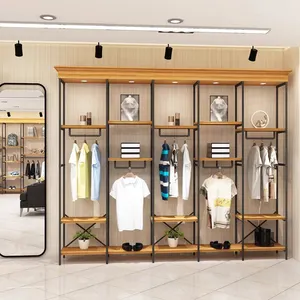 Trung tâm mua sắm cao cấp tủ trưng bày quần áo nam gỗ rắn cổ điển hiển thị giá trưng bày
