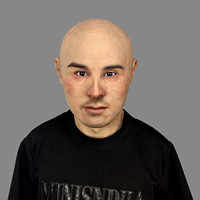 Masque en silicone pleine tête ultra-réaliste à texture de peau humaine chauve personnalisé pour jeux de rôle et accessoire de maquillage