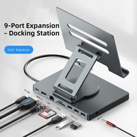 Support de station d'accueil pour tablette avec port Gigabit 2.0, répartiteur USB 3.0, design rotatif et pliable, convertisseur d'extension Type-C
