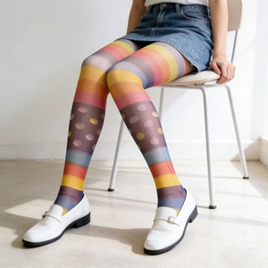 Moda arcobaleno calze <span class=keywords><strong>a</strong></span> <span class=keywords><strong>righe</strong></span> collant per donne sottili calze estive durevole stile vivace unico colorato leggwear collant - Product Image 3