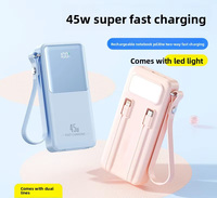 Producto de Moda, Banco de Energía Portátil de 45W y 20000mAh de Alta Capacidad con Carga Rápida, LED y Cable Integrado para Exteriores