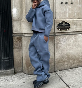 Sweatsuit kustom desainer pabrikan hoodie polos kelas berat dan Set celana olahraga longgar untuk pria - Product Image 1