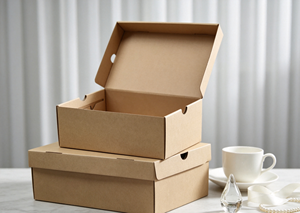 Integrated Flip-top Eco-Friendly <b>Recyclable</b> Portable Shoe <b>Box</b> Made Corrugated Kraft Paper Self-locking Closure No Adhesive - Product Image 2