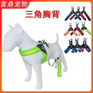 Ensemble de laisse et harnais triangulaire réfléchissant pour chiot, style gilet en tissu maillé imitation nylon, harnais triangulaire pour chien - Product Image 5
