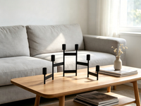 Candélabre pliable en métal à 6 bras, porte-bougie conique noir, petit volume d'emballage, décoration de centre de table pour mariage, fête à domicile