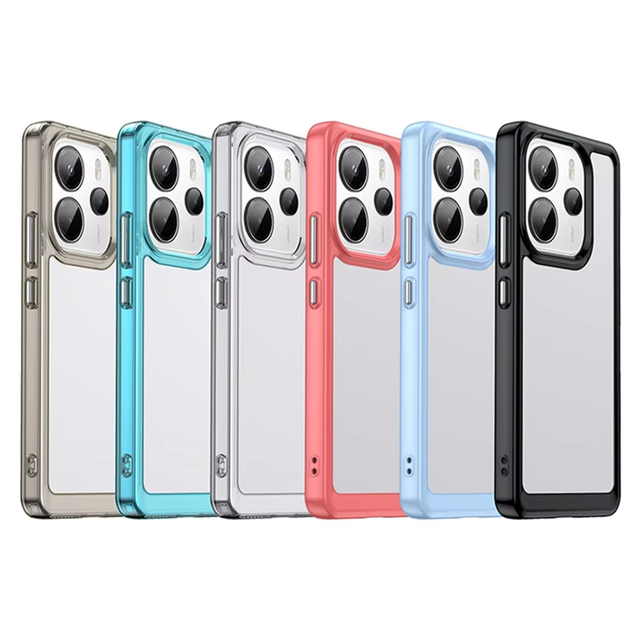 Candy Color Transparent TPU Bumper Frame Clear Hard Cover Protective Armor Phone Case for Xiaomi Redmi Note 14 14Pro 4G