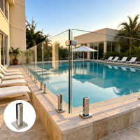 Moderne Edelstahl Rahmenlose Treppengeländer-Beschläge Schwimmbad-Zaun Abnehmbare Glas-Spigots Rostbeständig