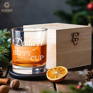 Logo laser personnalisé 12oz verres à whisky en verre à l'ancienne tasse à bec à papa verre à whisky avec boîte en bois <span class=keywords><strong>cadeau</strong></span> drôle pour papa - Product Image 3