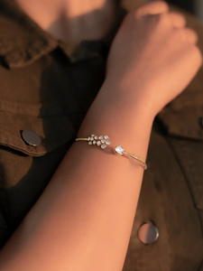<b>Blush</b> Vine Bangle Elegant Floral Inspired Luxury Handcrafted Designer Statement Bracelet Soft <b>Blush</b> Tone 14K Gold Party Fashion - Product Image 4