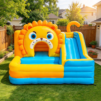 Château gonflable sur le thème du lion avec toboggan, château gonflable en PVC pour enfants, pour fête d'anniversaire dans la cour, thème animal, trampoline gonflable