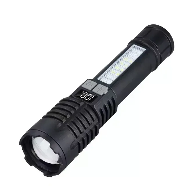 Portable USB Rechargeable Zoom LED Flashlight 800LM Powerful COB Light ABS Body Tactical Torch Outdoor Camping Hiking