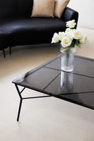 Mobilier de salon moderne petite table basse table à thé en bois verre trempé table basse carrée design