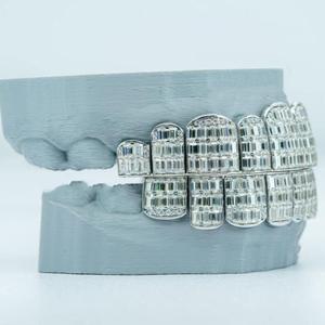 Luxury 925 Sterling Silver Rhodium Plated Moissanite Brilliant Cut Custom Grillz Diamond Look Unisex <b>Teeth</b> Jewelry for Modern - Product Image 1