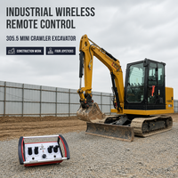 Mini-excavatrice sur chenilles 305.5 avec godet de 0,22 m³ et télécommande sans fil industrielle pour travaux d'aménagement paysager