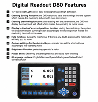 DITRON Dro 2/3/4 axes, affichage numérique LCD 7 pouces avec options multilingues, fonction graphique dynamique pour tour/fraiseuse