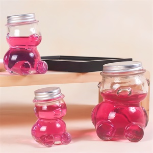 Botella de Vidrio Transparente con Forma de Oso, Creativa y Linda, de 50ml, 80ml, 160ml, 300ml, para Agua, Té, Café, Vino, Jugo, Yogur, Leche, con Tapa de Rosca - Product Image 4