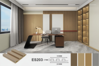Panneaux muraux modernes en grain de bois Garniture 3D WPC Latte intérieure noire étanche à l'eau pour salle de sport et maisons en bois