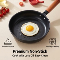 Ensemble de 5 casseroles et poêles en fer, wok, poêle à frire, marmite, manche en bois noir, ensemble de cuisine pour la maison