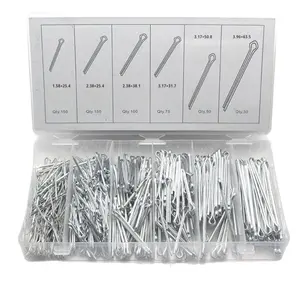 Lot de 555 goupilles fendues en acier au carbone, goupilles de positionnement galvanisées en U pour voiture - Product Image 1