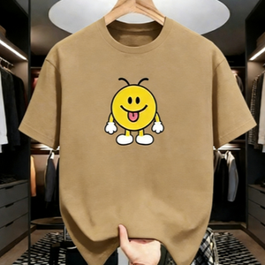 T-shirt décontracté pour homme avec motif <span class=keywords><strong>Smiley</strong></span> à langue sortie, dessin animé mignon, en coton surdimensionné à manches courtes, style streetwear - Product Image 1