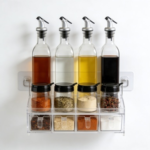 耐久性のある二重層プラスチック製、モダンでシンプルな光沢仕上げ、折りたたみ式ではないスパイスラックオーガナイザー、キッチン冷蔵庫収納用 - Product Image 3