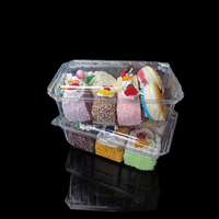 Conteneurs d'emballage alimentaire rectangulaires en plastique PET de qualité alimentaire jetables, vente en gros d'usine, pour gâteaux, salades, pains, pâtisseries, avec couvercle scellé