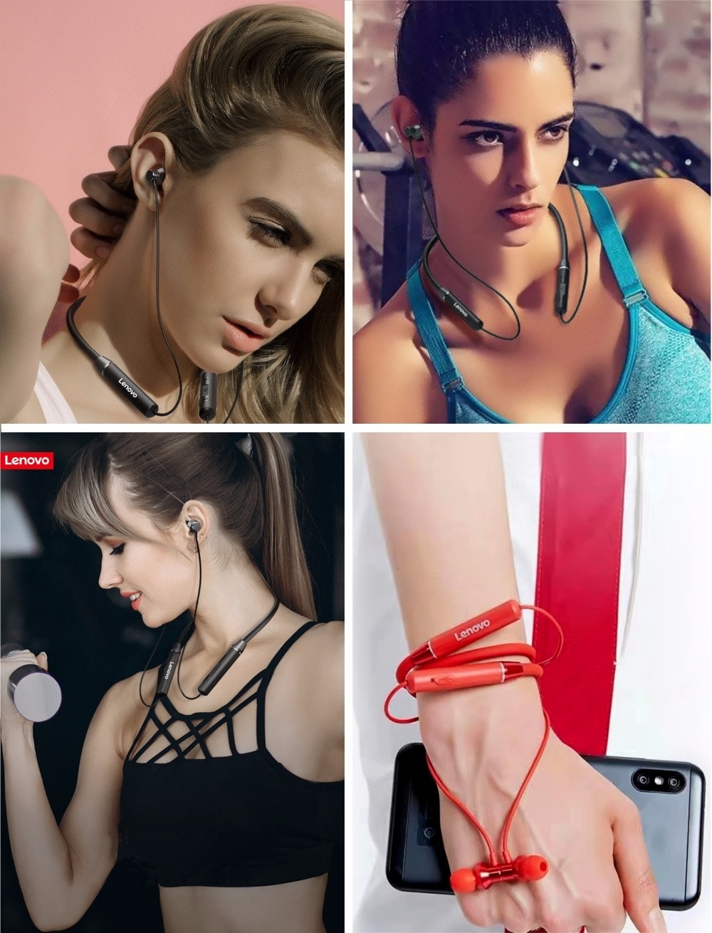 Original Lenovo HE05 earbuds neckband sports 5.0 BT stereo magnetic earphones Waterproof wireless earphone headphone