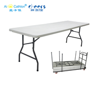 Tables en plastique HDPE 8 pieds Table de banquet pliante Table de café pliable en plastique légère pour la restauration