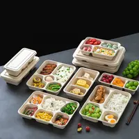 Promozione bagassa Lunch Box contenitore per alimenti da asporto scatola da imballaggio riciclabile per canna da zucchero con coperchio