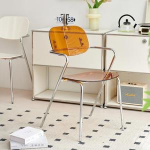 Kursi Makan akrilik bergaya Nordik, dengan sandaran punggung berlapis plastik PC, cocok untuk digunakan di kantor rumah dan hotel. - Product Image 3