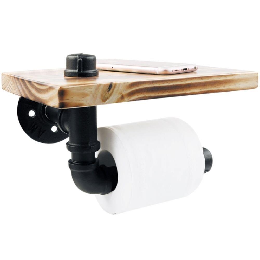 Винтажный промышленный городской настенное крепление металлическая железная труба Туалет Ванная комната бумага держатель для ролика