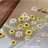 Breloques pour ongles en zircon en forme de fleur 3D DIY, en acrylique transparent jaune, non toxiques, luxueuses, pour la décoration d'ongles à presser, fournitures de manucure