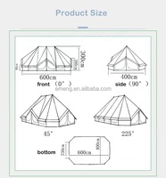 Grande tente royale glamping en toile de coton de 6M, grand espace, Camping familial en plein air, vacances