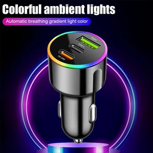 Cargador de Coche con Luz Ambiental Colorida, 60W PD 30W Tipo C, Carga Rápida, Doble Puerto - Product Image 1