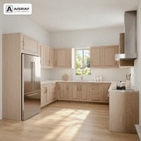 Armoires de cuisine personnalisées en mélamine au design classique, aménagement en U, boîtes d'armoires en panneaux de particules et unités modulaires