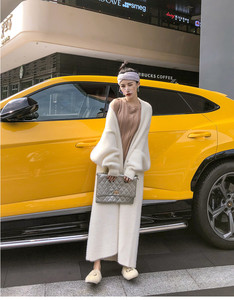 BZ24 invierno Faux Mink <span class=keywords><strong>mujer</strong></span> elegante cárdigan manga larga linterna abrigo <span class=keywords><strong>Vintage</strong></span> tejido tamaño libre señoras suéter cárdigan - Product Image 4