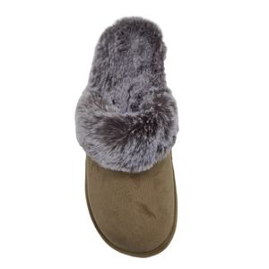 รองเท้าแตะใส่ในบ้านแบบสวมสำหรับผู้หญิง พื้นยาง TPR  ตกแต่งขนเทียม  รับผลิตตามแบบ OEM พร้อมสกรีนโลโก้ - Product Image 3