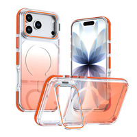 Funda Magnética para iPhone 17 Pro Max con Soporte para Lentes, Degradado Colorido Iridiscente, Transparente, Antigolpes, Protectora