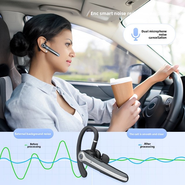 BSF Single-Ear Business Hands-Free Over-Ear for Headset Life Waterproof 54 Hours Battery Dual-Device Connectivity Digital