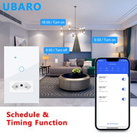 UBARO pour interrupteur intelligent Wi-Fi, type 118, USB-TYPE C 20W, panneau tactile en verre trempé, compatible Alexa Google Home Smart Life, matériau PC
