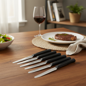 Lot de 6 couteaux de table en acier inoxydable avec lames et pointes dentelées Couteau de cuisine à manche creux en PP de 10 cm de long Boîte de 72 - Product Image 3