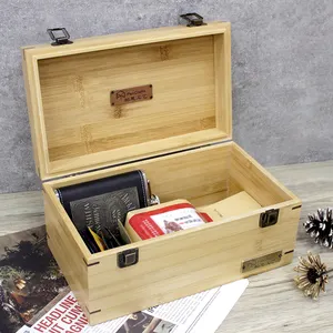 2024 Candy Custom Size Larger Solid Flip Lid Lock Varnish Color Bamboo Gift Packaging Box Wood