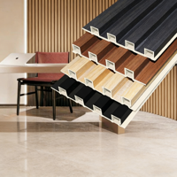 Panneau mural rainuré en WPC imperméable, panneau composite en bois pour mur de fond de télévision, décoration intérieure