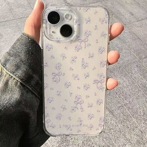 เคสลายดอกไม้สีม่วงเล็กๆ สำหรับ iPhone 16 Pro 17 15  กันกระแทกสำหรับ iPhone 14 Pro เคสนิ่มลายดอกไม้สำหรับ iPhone 13 - Product Image 1